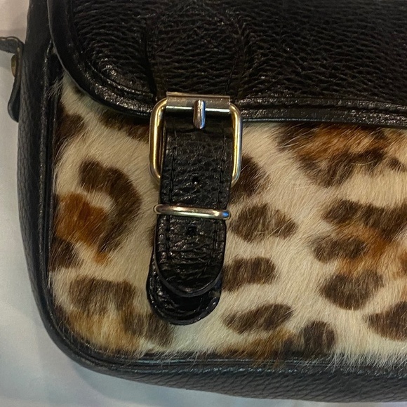 HOLT RENFREW Italian Leather Pony Hair Crossbody Bag Vintage Y2K Small - Picture 8 of 16